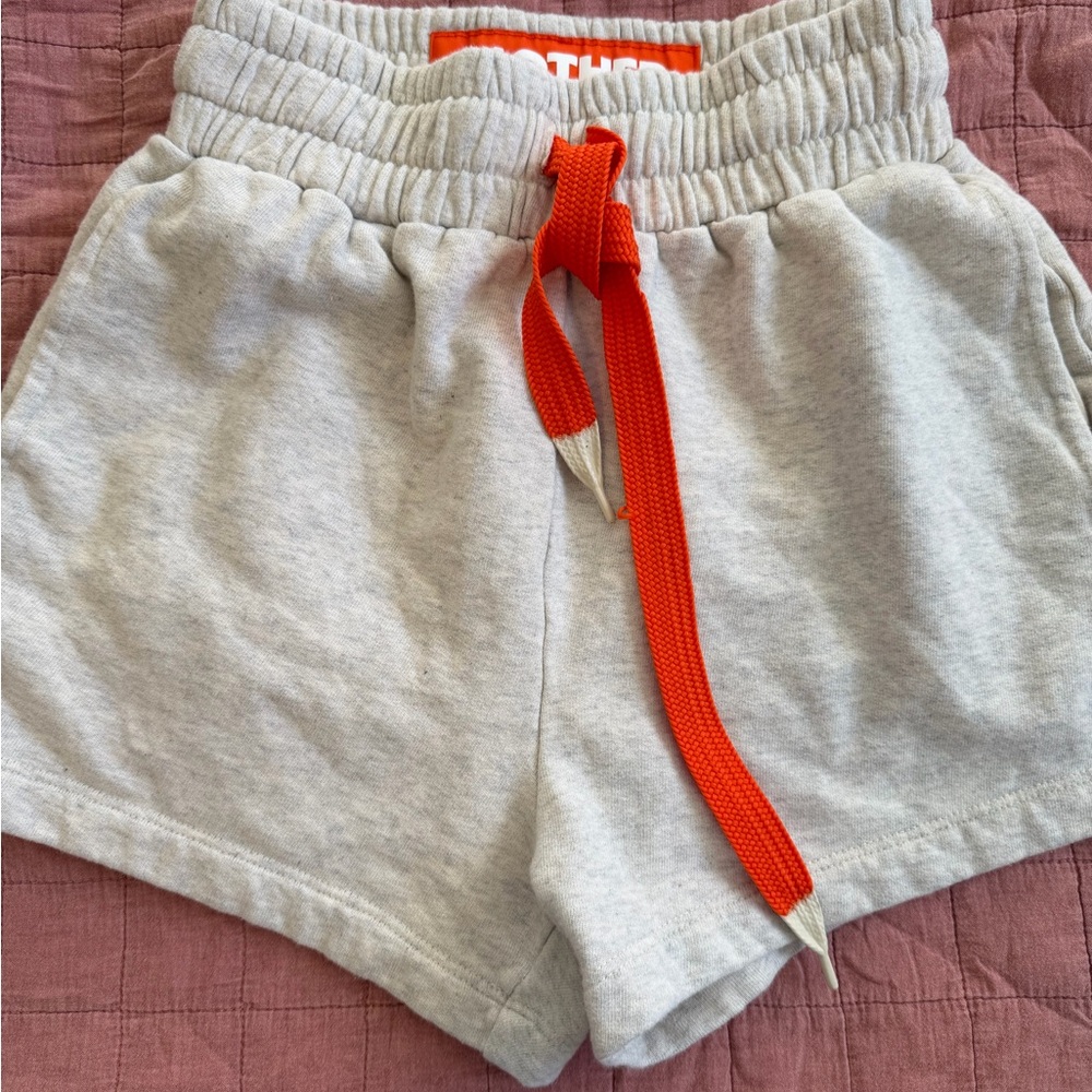 MOTHER Move It Sweat Shorts Heather Heather Shorts with Bold Red Accents
